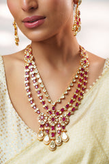 Bold and dramatic moissanite long necklace set with matching earrings