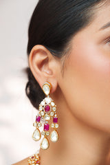 Bold and dramatic moissanite long necklace set with matching earrings