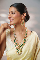 Bold and dramatic moissanite long necklace set with matching earrings