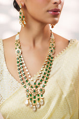 Bold and dramatic moissanite long necklace set with matching earrings