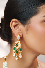 Bold and dramatic moissanite long necklace set with matching earrings