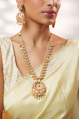 Bold and dramatic moissanite long necklace set with matching earrings