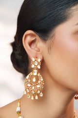 Bold and dramatic moissanite long necklace set with matching earrings