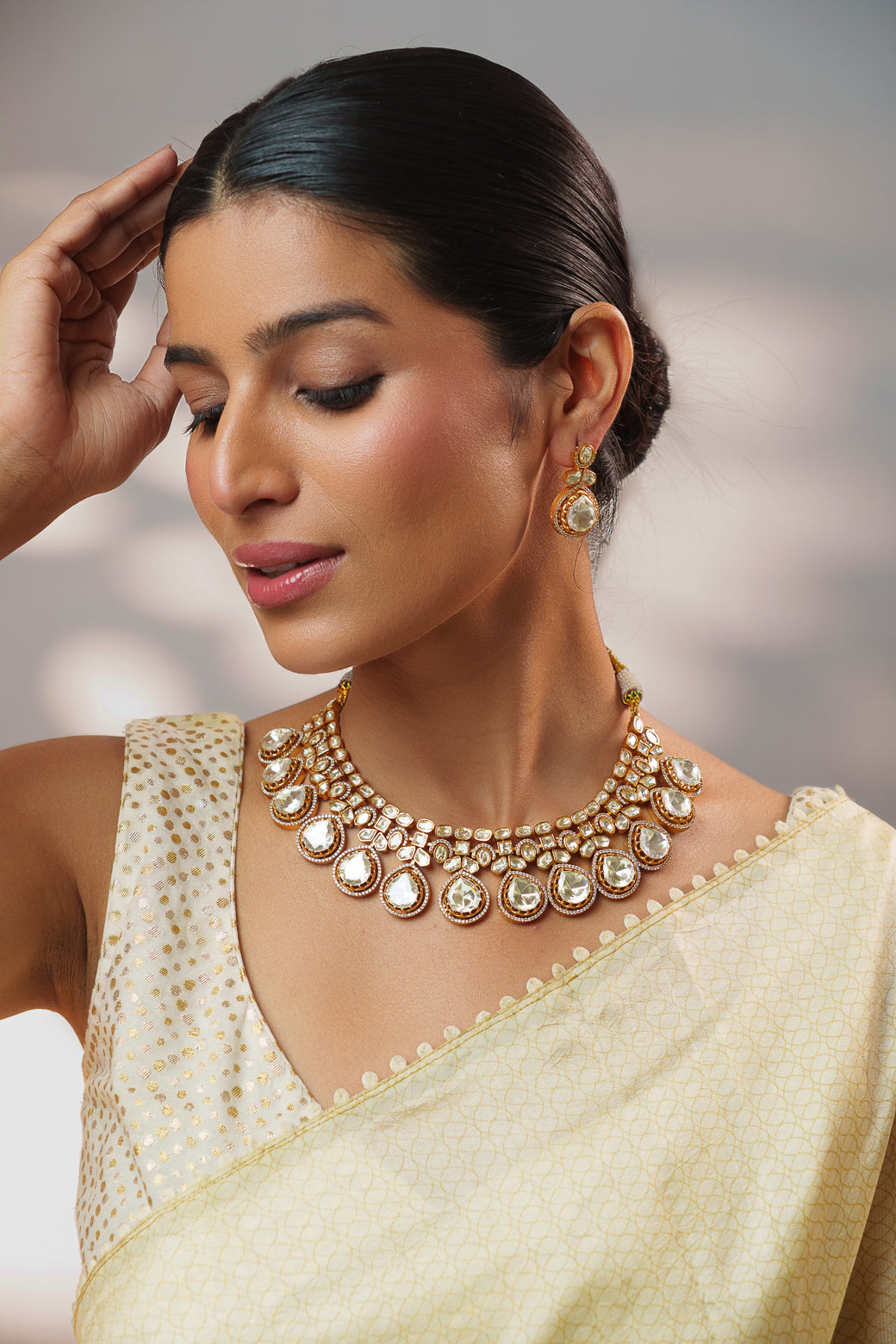 Dramatic and stylish moissanite set with matching earrings