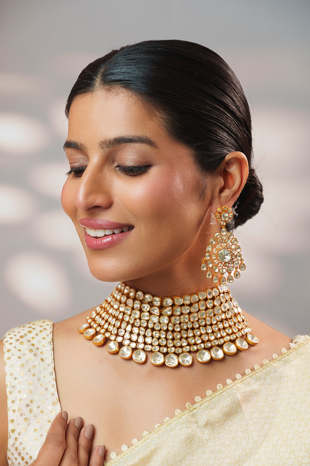 Bold and dramatic moissanite necklace set with matching earrings