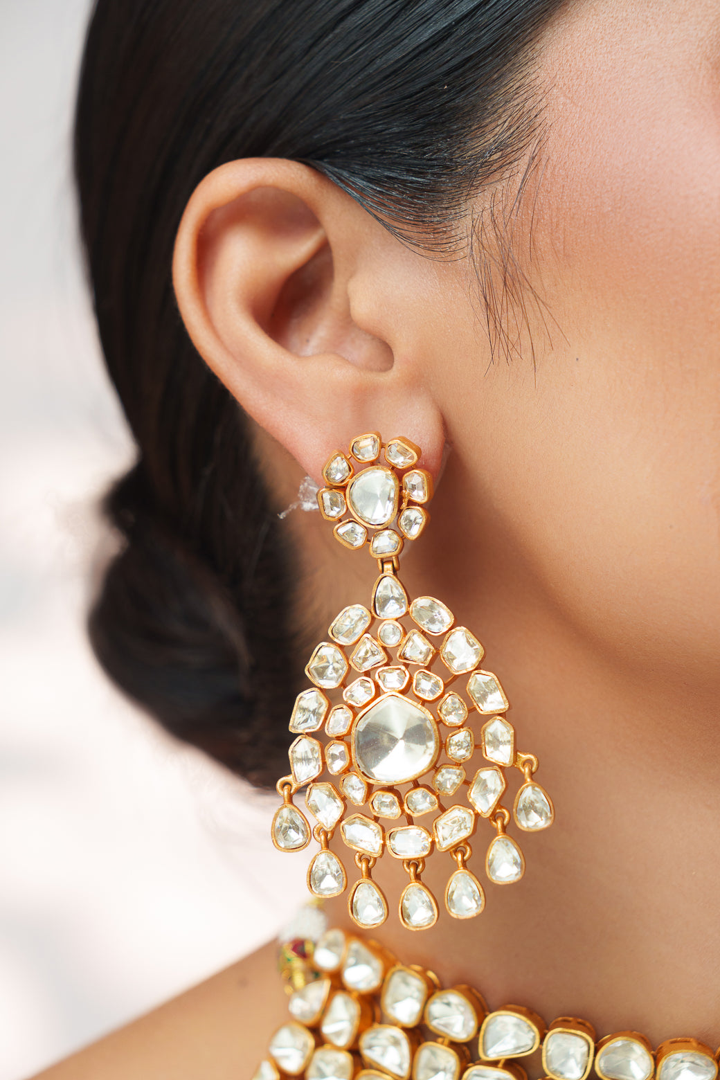 Bold and dramatic moissanite necklace set with matching earrings