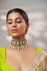 Extraordinary fusion of kundan and polki choker set with earrings