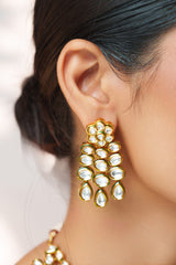 Extraordinary fusion of kundan and polki necklace set with earrings