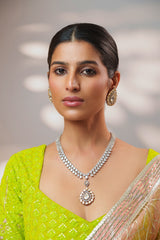 Extraordinary fusion of kundan and diamond necklace set with earrings