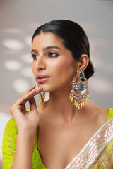 Extraordinary fusion of kundan earrings with yellow pearls