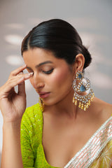 Extraordinary fusion of kundan earrings with yellow pearls