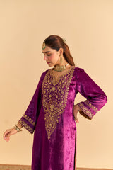 Fareeha - Deep Purple Kurta with Salwar and Dupatta