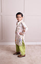Ivory Animal Forest Printed Kurta with Pant