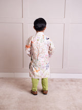 Ivory Animal Forest Printed Kurta with Pant