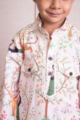 Ivory Animal Forest Printed Kurta with Pant