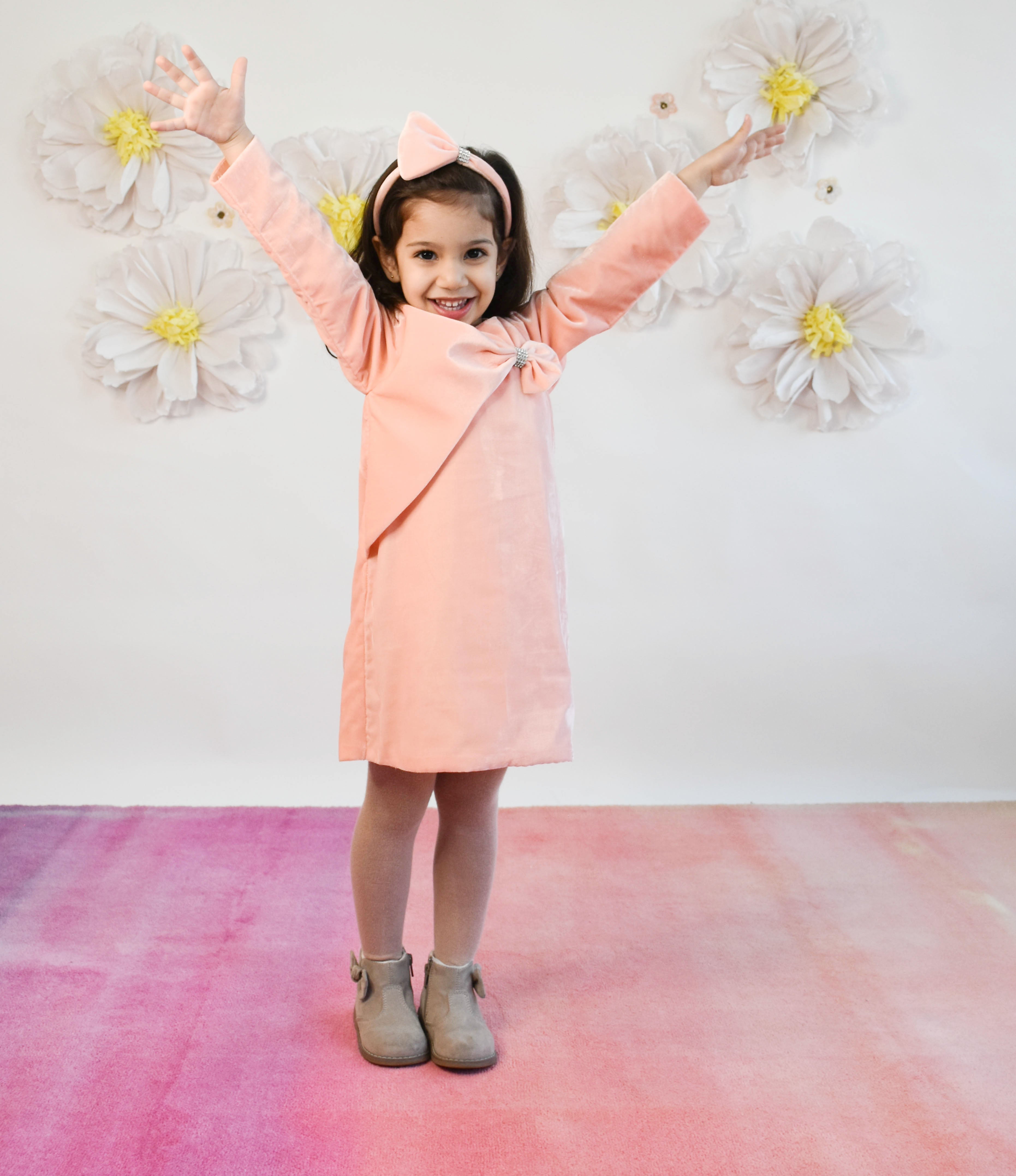 Pink Velvet Dress for Girls