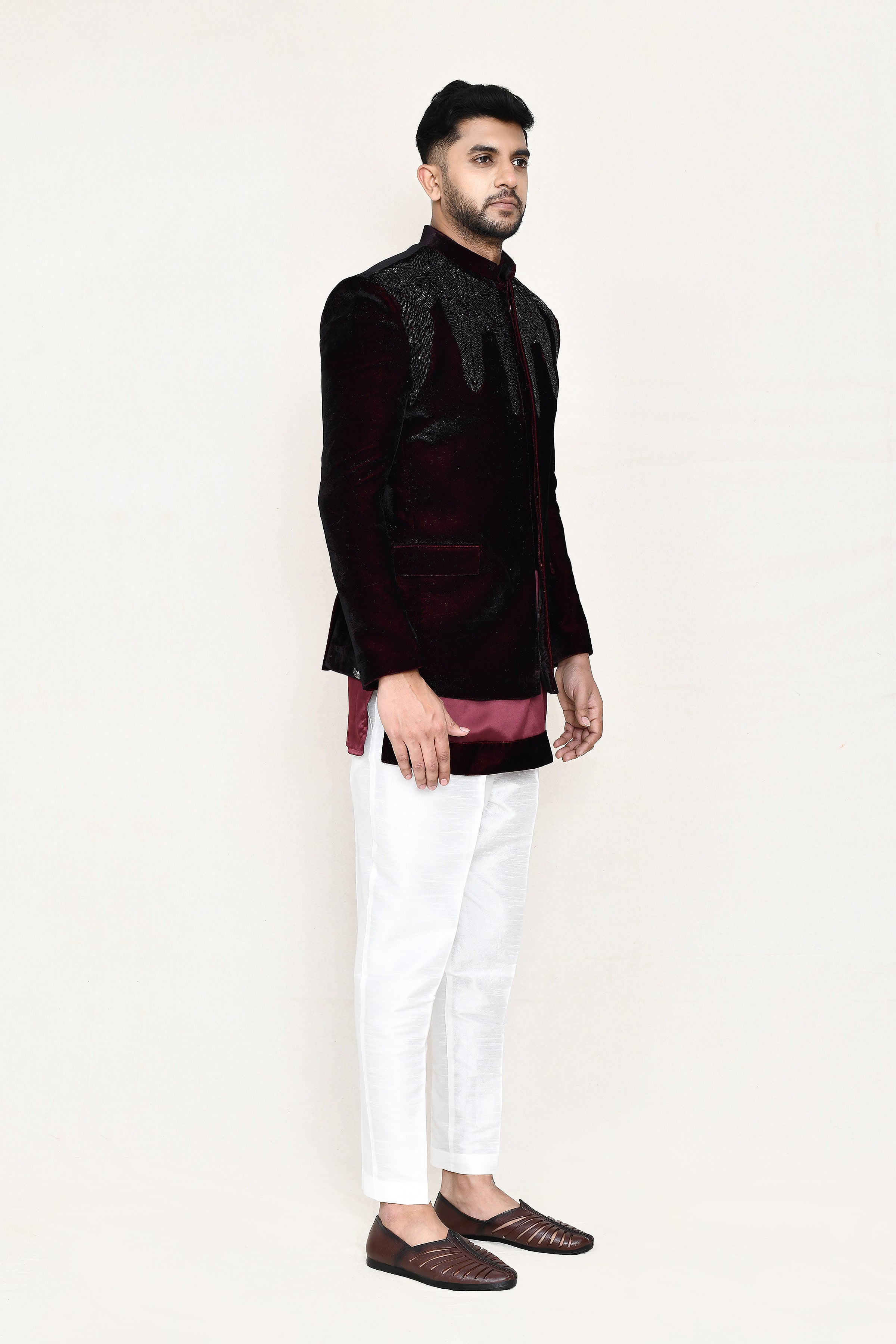 open prince coat, kurta with straight fit pant