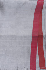Silver-Bottle Green toned Pure Chanderi Silk Saree