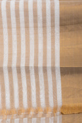Cream Zari toned Pure Chanderi Silk Lining Saree