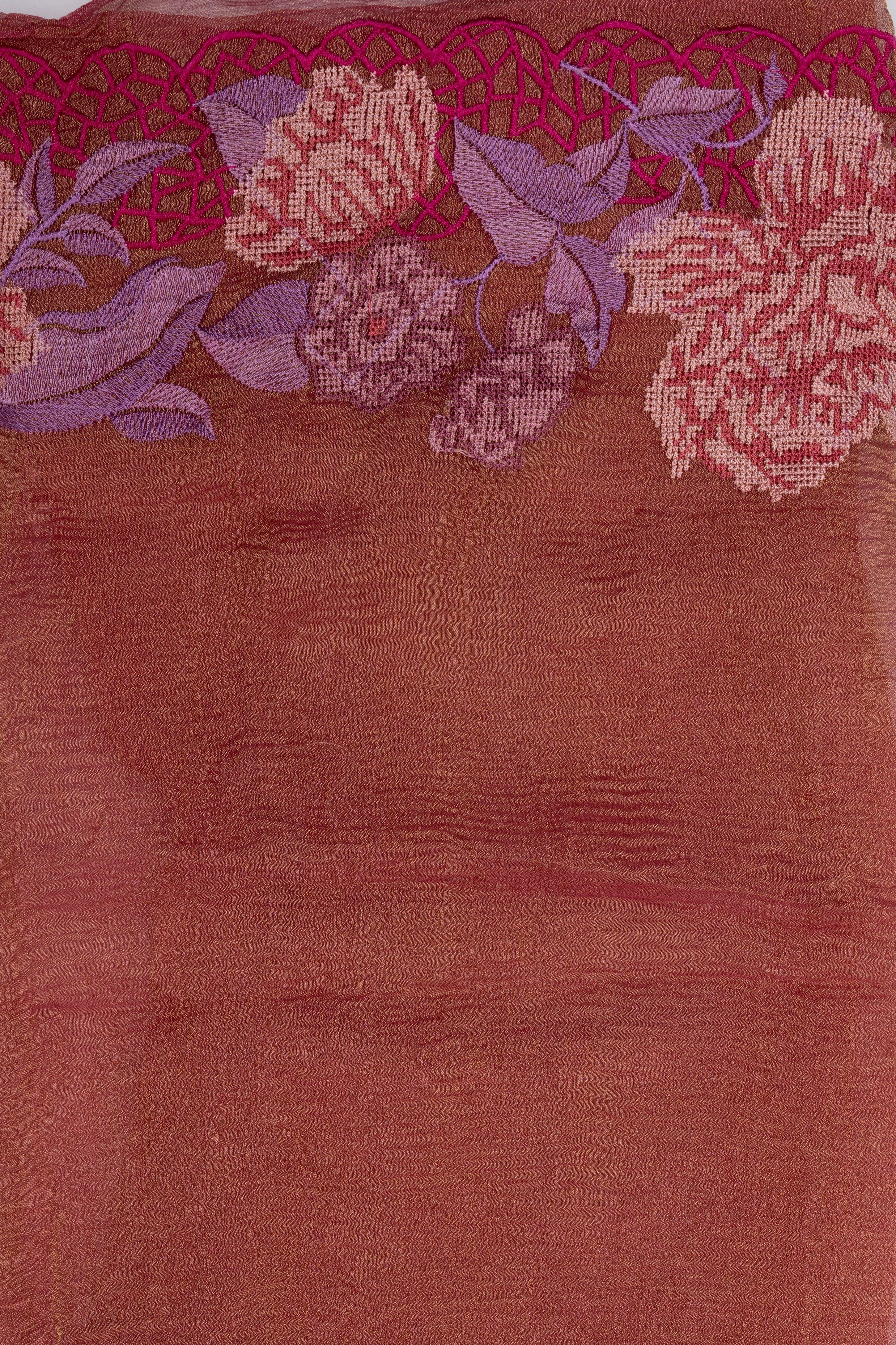 Red Pure Tissue Silk Floral Work Banarasi handloom Saree