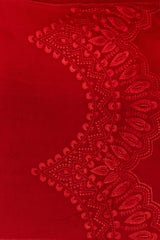 Red pure Organza Silk Saree with chikankari Hand Embroidery