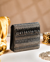 Black silver party clutch