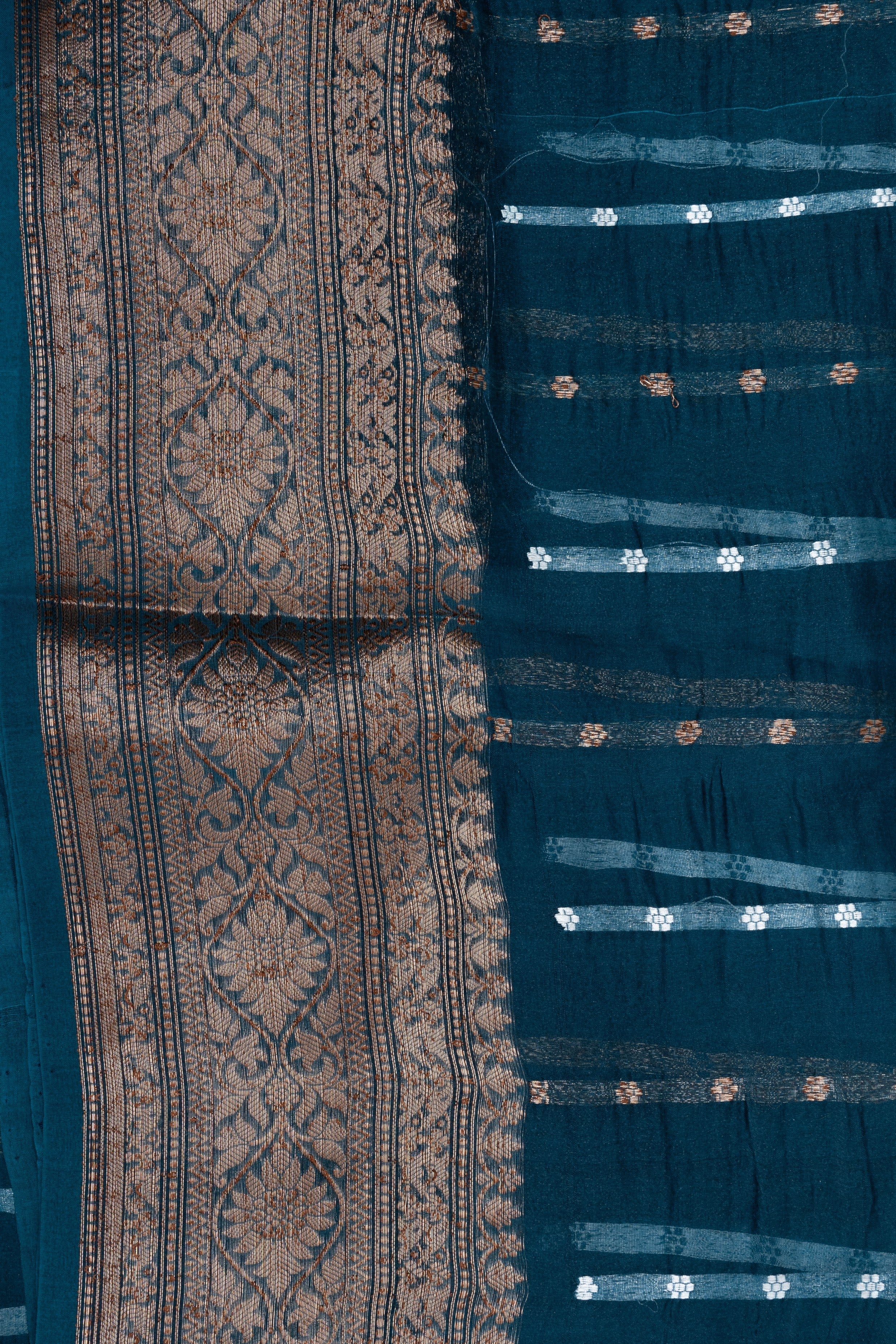 Teal Blue Pure Organza Silk Banarasi Handloom Saree