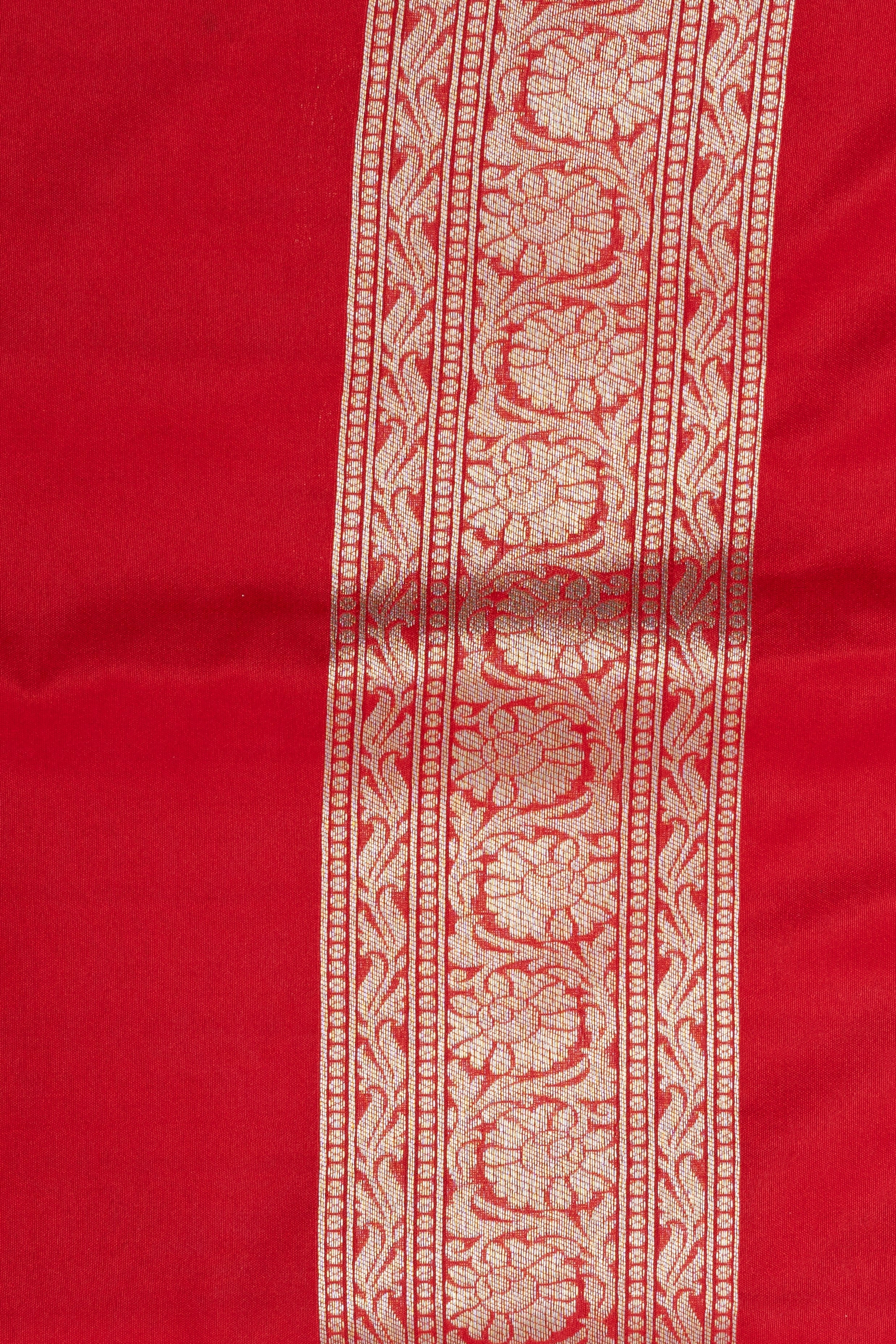 Blush red Pure Silk Banarasi Handloom Saree Lining