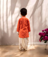 Orange Bhandhej Kurta with Dhoti