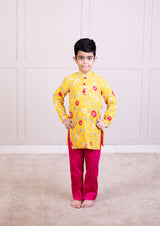 Yellow Gota Embroidered Kurta with Pant
