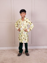 Yellow Nandi Printed Kurta with Pant 
