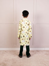 Yellow Nandi Printed Kurta with Pant 