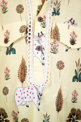 Yellow Nandi Printed Kurta with Pant 