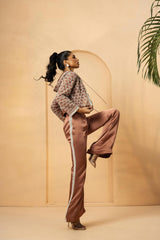 Mettalic rose gold embroidered co-ord set with hoodie
