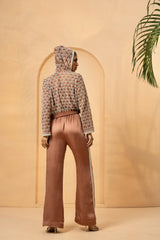 Mettalic rose gold embroidered co-ord set with hoodie