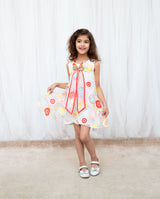White Flower Printed Organza Dress