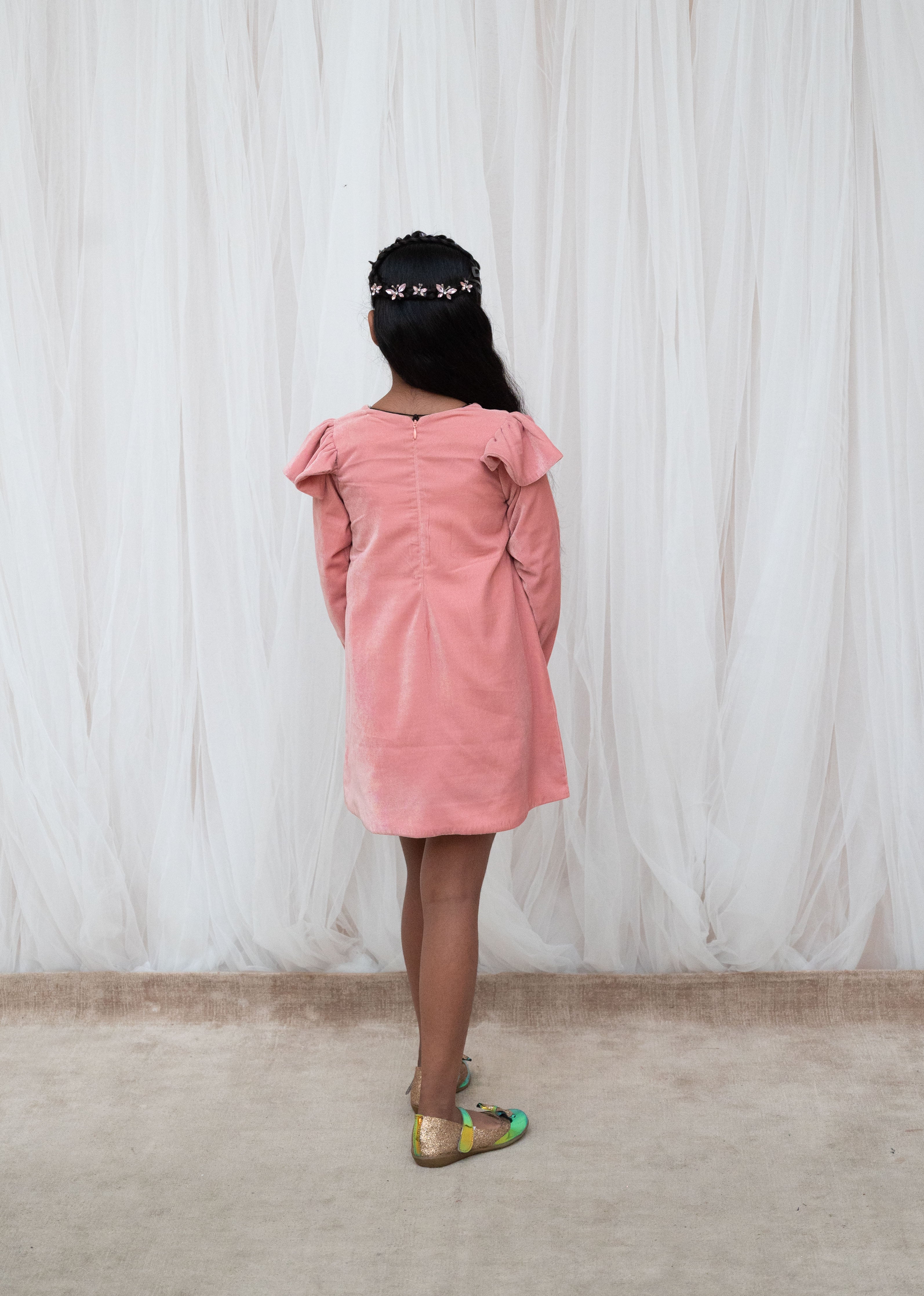 Peach Velvet Dress