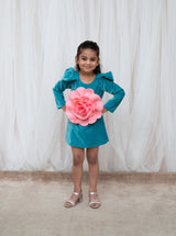 Teal Blue Velvet Dress