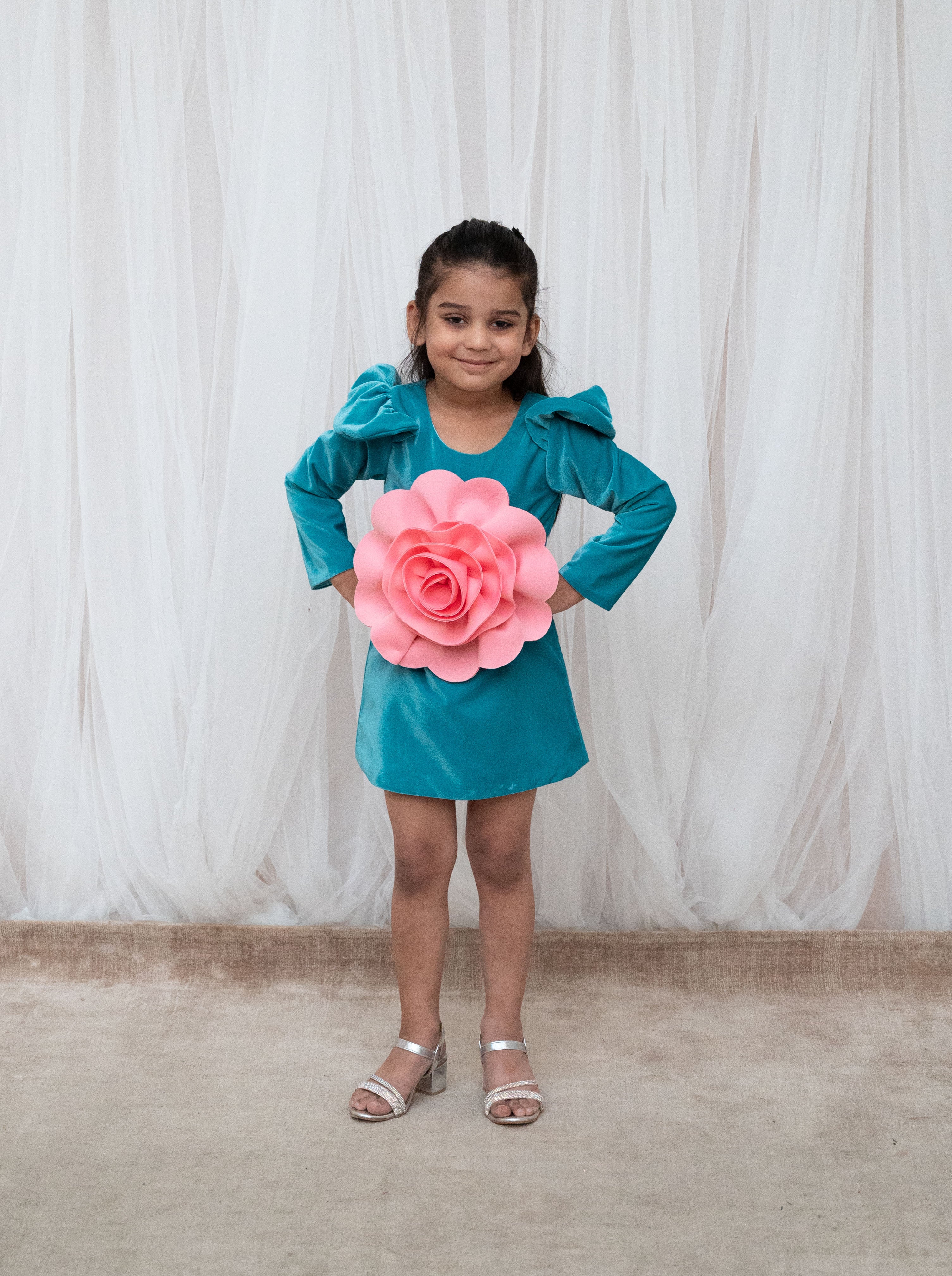 Teal Blue Velvet Dress