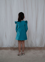 Teal Blue Velvet Dress
