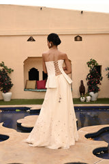 IVORY INDOWESTEN CORSET WITH LEHNGA