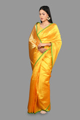 Yellow Pure Chanderi Silk Banarasi handloom saree