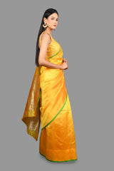 Yellow Pure Chanderi Silk Banarasi handloom saree