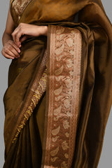 Golden yellow Toned Pure Silk Banarasi Saree