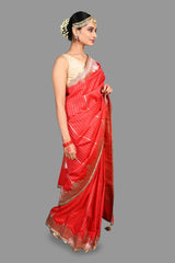 Red Stripe Pure Silk Banarasi Handloom Saree