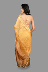 Golden Crushed Pure Tissue Silk Banarasi handloom Saree