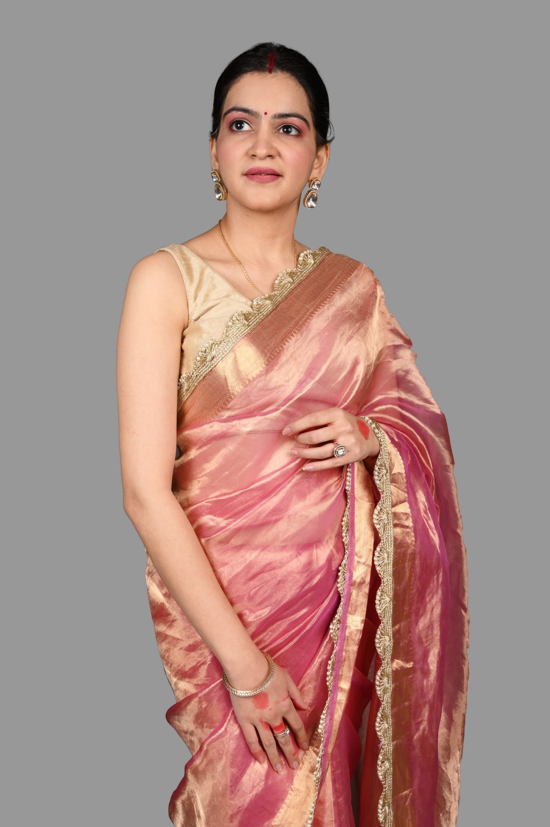 Baby Pink Pure Tissue Silk Banarasi Handloom Saree