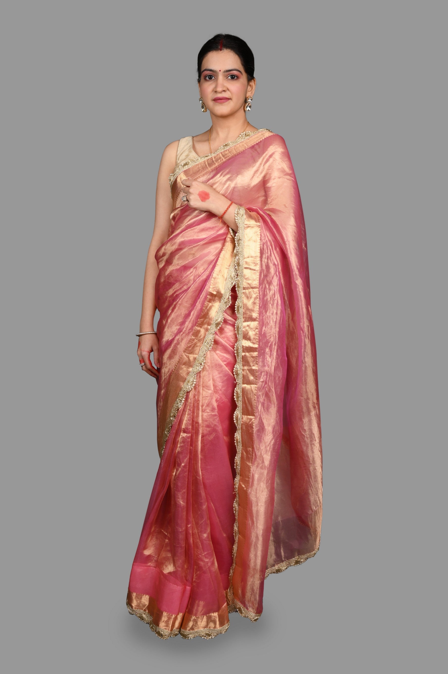 Baby Pink Pure Tissue Silk Banarasi Handloom Saree