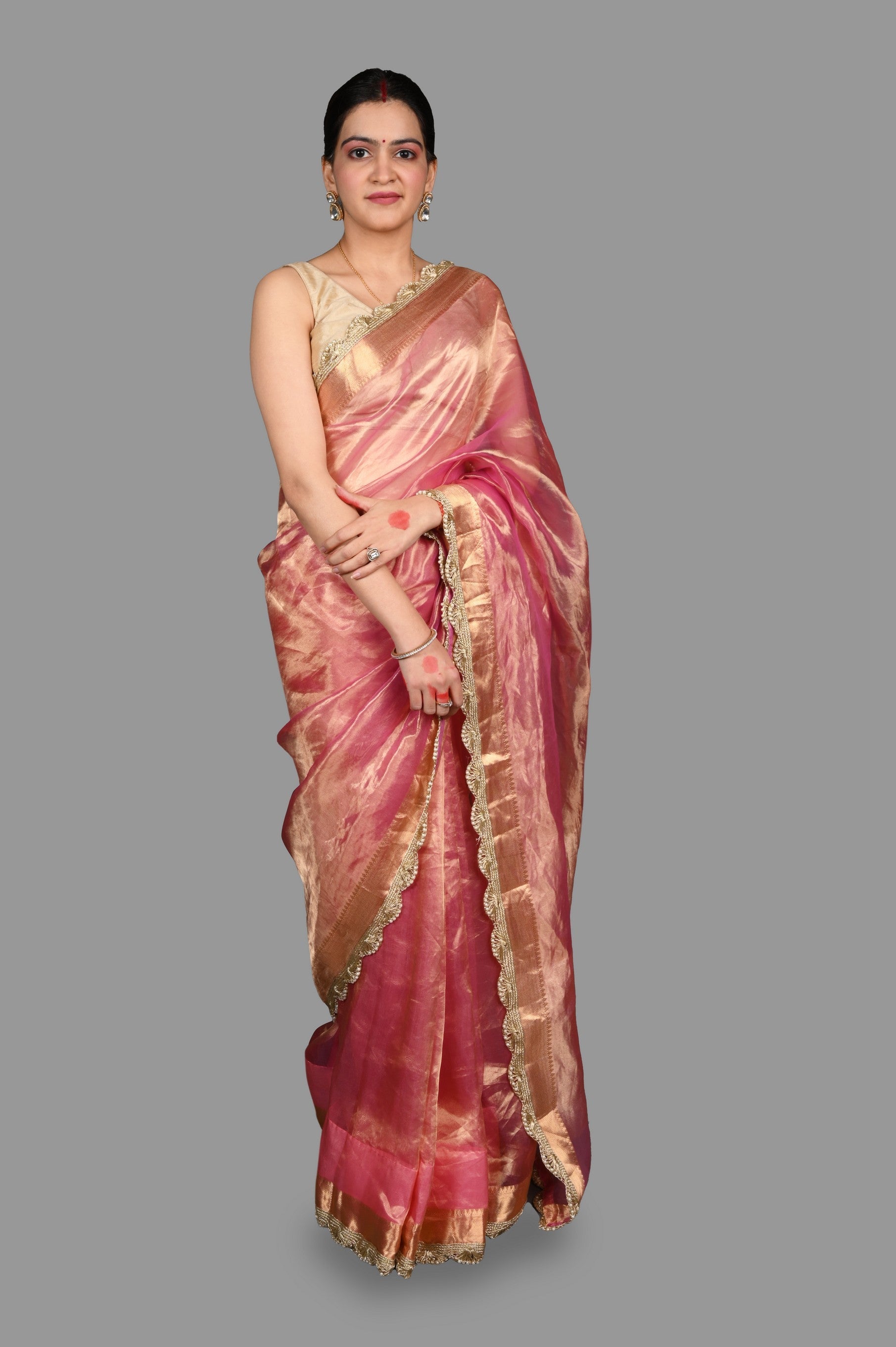 Baby Pink Pure Tissue Silk Banarasi Handloom Saree