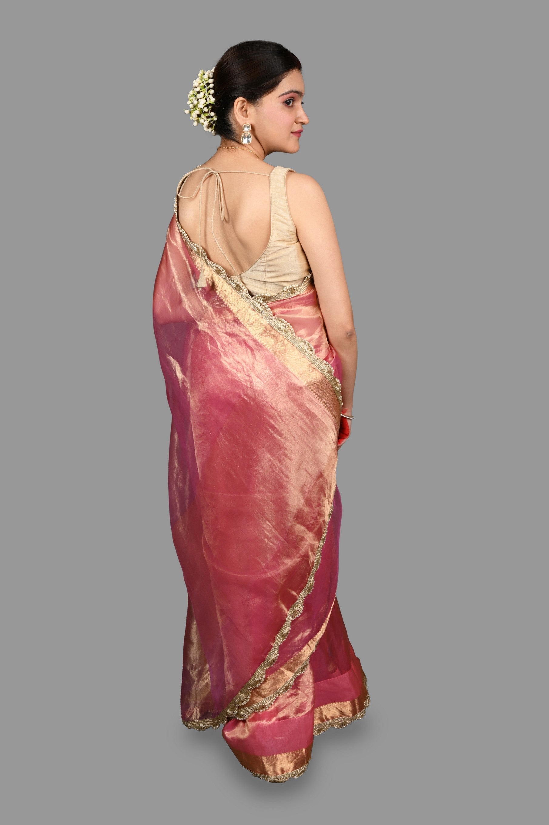 Baby Pink Pure Tissue Silk Banarasi Handloom Saree